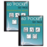 BETTER OFFICE PRODUCTS Presentation Book, 60-Pocket, Black, W/Clear View Front Cover, 8.5in. x 11in. Sheets, 2PK 32044